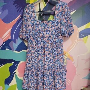BCBG Floral Mini Dress - Blue and Pink